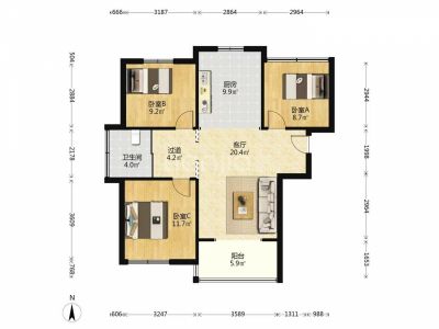 京冠御园华府96平毛坯77.8万