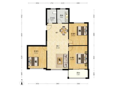 北城半岛一号三室两厅精装110平 急售109万