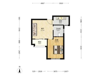 北城物化苑一室一厅一厨 毛坯55平急售36万