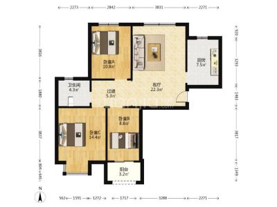 北城银河苑三室两厅毛坯105平  急售39.8万能按揭