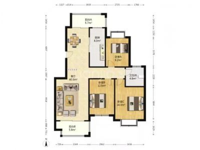 润地星城洋房简装119平方98万